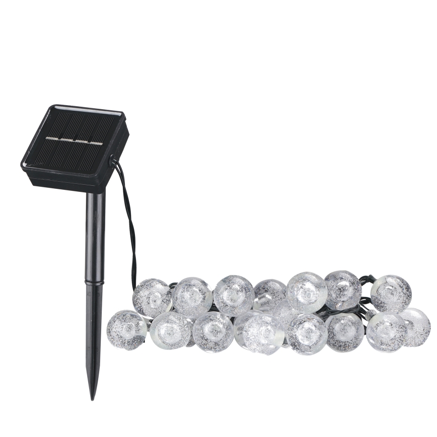 LED Solárna dekoračná reťaz BUBBLE GLASS 20xLED/8 funkcií 4,85 m 600 mAh IP44 teplá biela