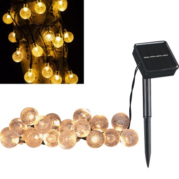 LED Solárna dekoračná reťaz BUBBLE GLASS 20xLED/8 funkcií 4,85 m 600 mAh IP44 teplá biela