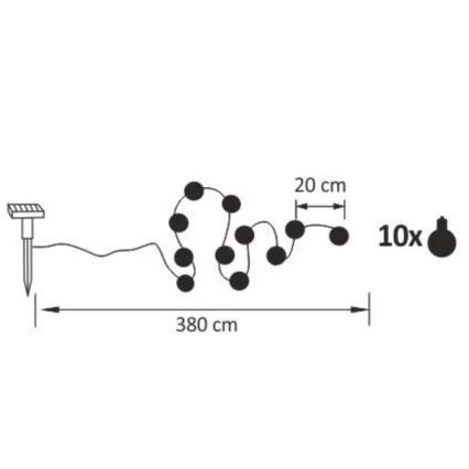 LED Solárna dekoračná reťaz LED/1,2V 300 mAh 3,8 m IP44