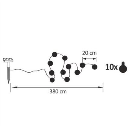 LED Solárna dekoračná reťaz LED/1,2V 300 mAh 3,8 m IP44