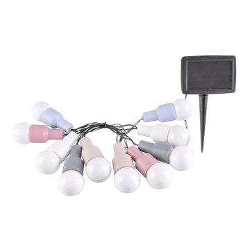 LED Solárna dekoračná reťaz PASTEL 10xLED/1,2V 3,8 m IP44