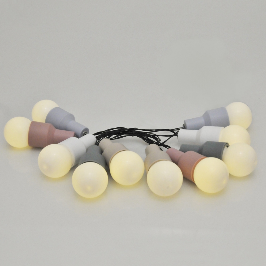 LED Solárna dekoračná reťaz PASTEL 10xLED/1,2V 3,8 m IP44