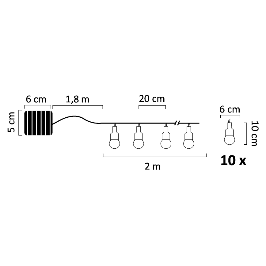 LED Solárna dekoračná reťaz PASTEL 10xLED/1,2V 3,8 m IP44