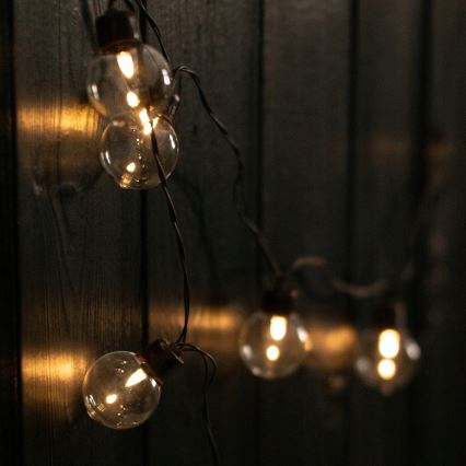 LED solárna dekoratívna svetelná reťaz 30× LED, 8 funkcií, 500 mAh, 10,6 m, IP67, teplá biela