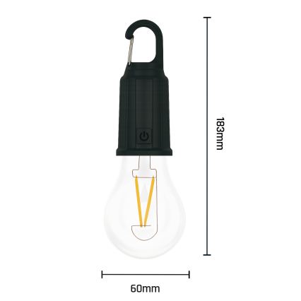 LED solárna dobíjateľná baterka LUMINA LUMO LED/USB 300 mAh čierna