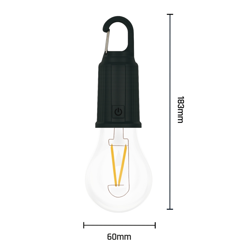 LED solárna dobíjateľná baterka LUMINA LUMO LED/USB 300 mAh čierna