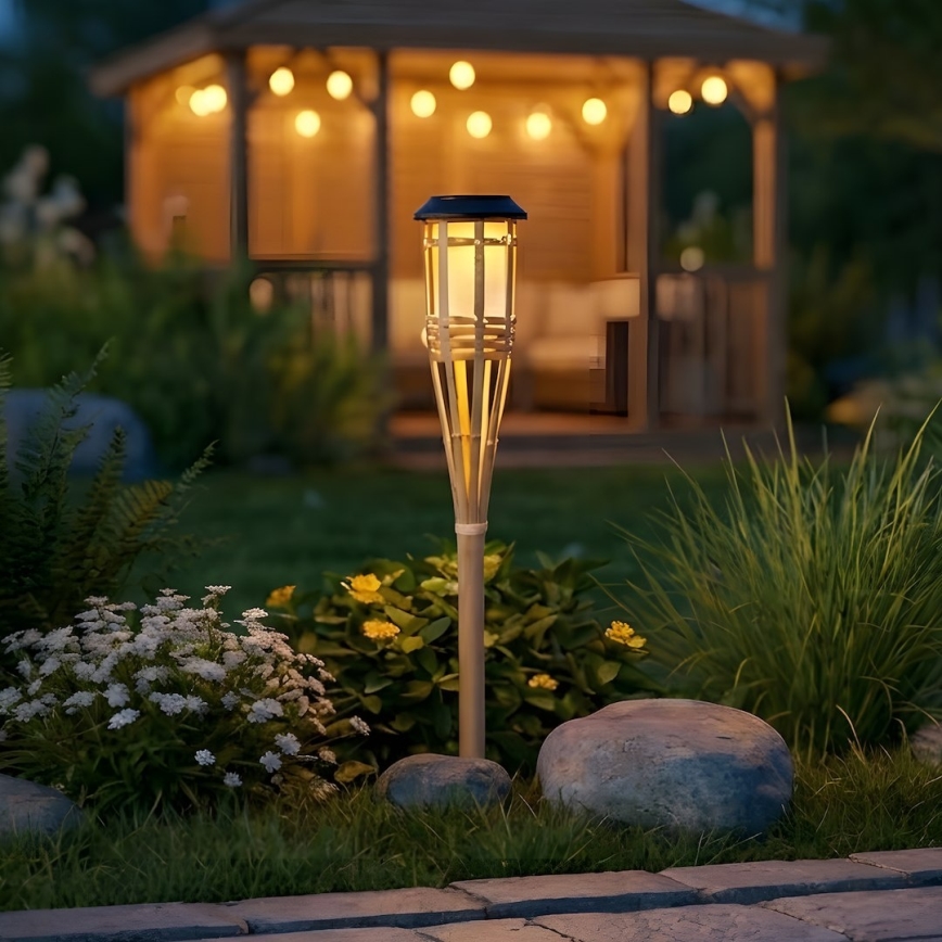 LED Solárna lampa BAMBOO LED/1,2V 150 mAh 1800K 56 cm IP44 béžová