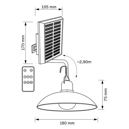 LED Solárna lampa CELINA LED/1,8W/3,7V 2400 mAh IP44 + diaľkové ovládanie