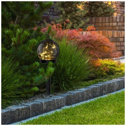 LED solárna lampa GLEAM LED/1,2V 3000K IP44 40 mAh dymová/čierna