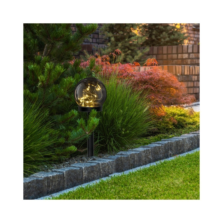 LED solárna lampa GLEAM LED/1,2V 3000K IP44 40 mAh dymová/čierna