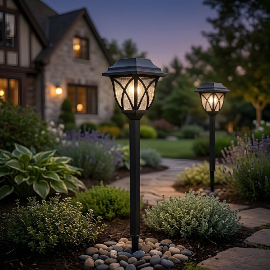 LED solárna lampa LAWN LED/1,2V 100 mAh 3000K 44 cm IP44 čierna