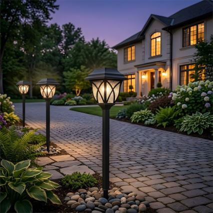 LED solárna lampa LAWN LED/1,2V 100 mAh 3000K 44 cm IP44 čierna