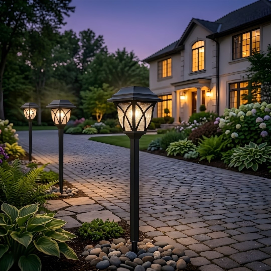 LED solárna lampa LAWN LED/1,2V 100 mAh 3000K 44 cm IP44 čierna