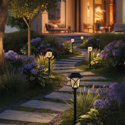 LED solárna lampa LAWN LED/1,2V 100 mAh 3000K 44 cm IP44 čierna