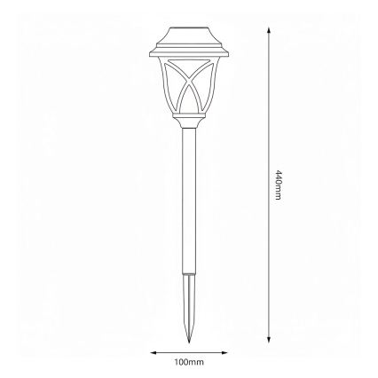 LED solárna lampa LAWN LED/1,2V 100 mAh 3000K 44 cm IP44 čierna