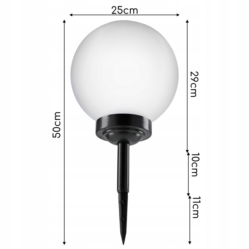 LED solárna lampa LED/1,2V 6500K 200 mAh pr. 25 cm IP44 biela/čierna
