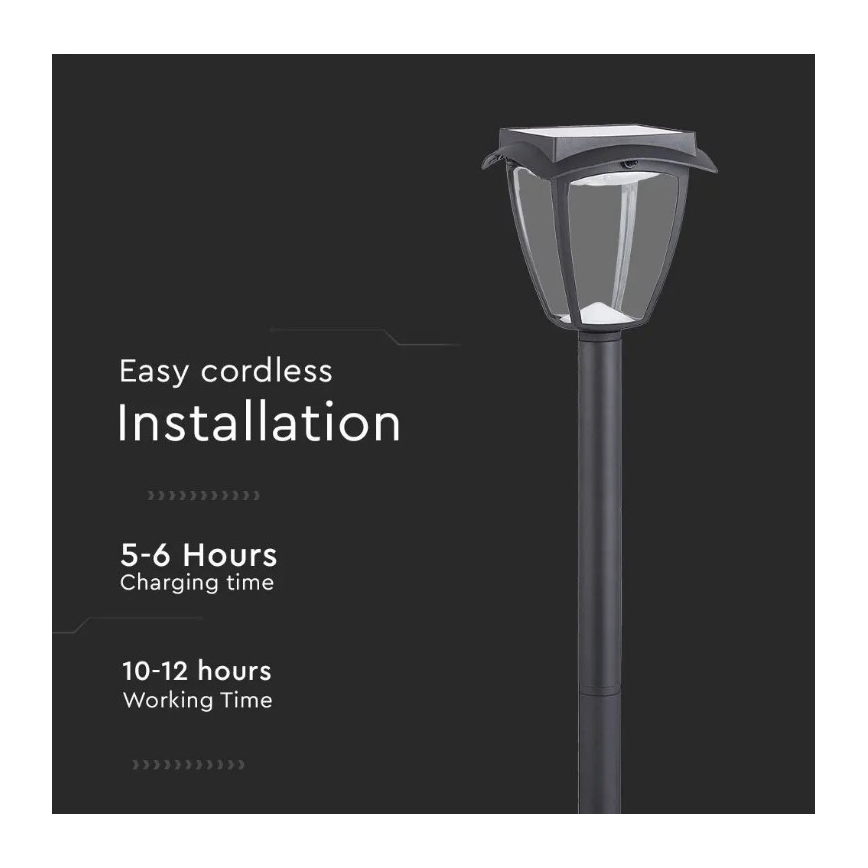 LED Solárna lampa LED/2W/230V 93 cm 3000/6000K IP65