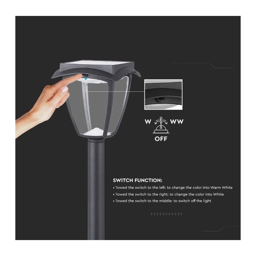 LED Solárna lampa LED/2W/230V 93 cm 3000/6000K IP65