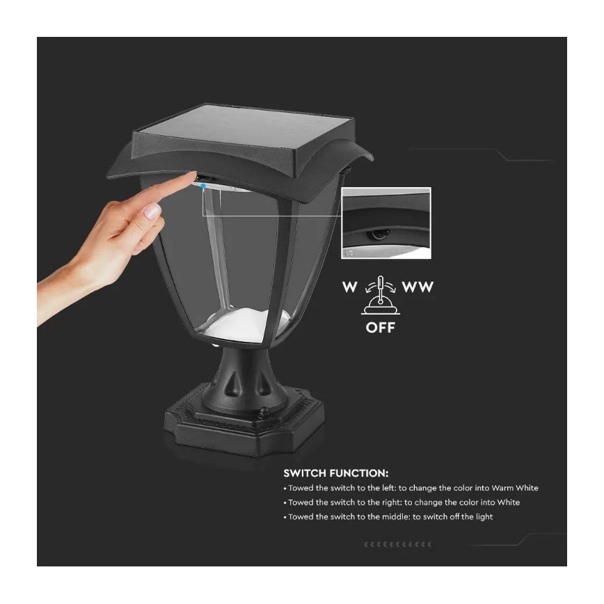 LED Solárna lampa LED/2W/3,7V 3000/6000K IP65
