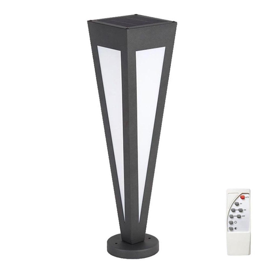 LED Solárna lampa LED/2W/3,7V IP65 3000K čierna + diaľkové ovládanie