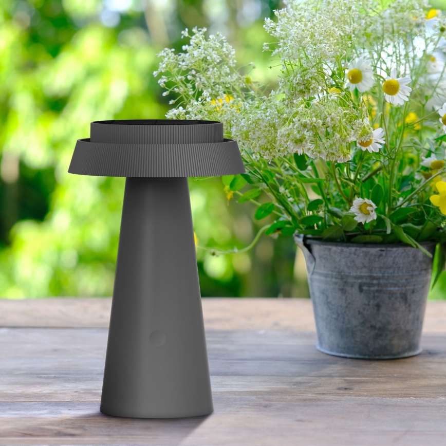 LED Stmievateľná dotyková solárny lampa MARAKESZ LED/3,7V USB 3600 mAh 1800/2700/3000K IP54 šedá