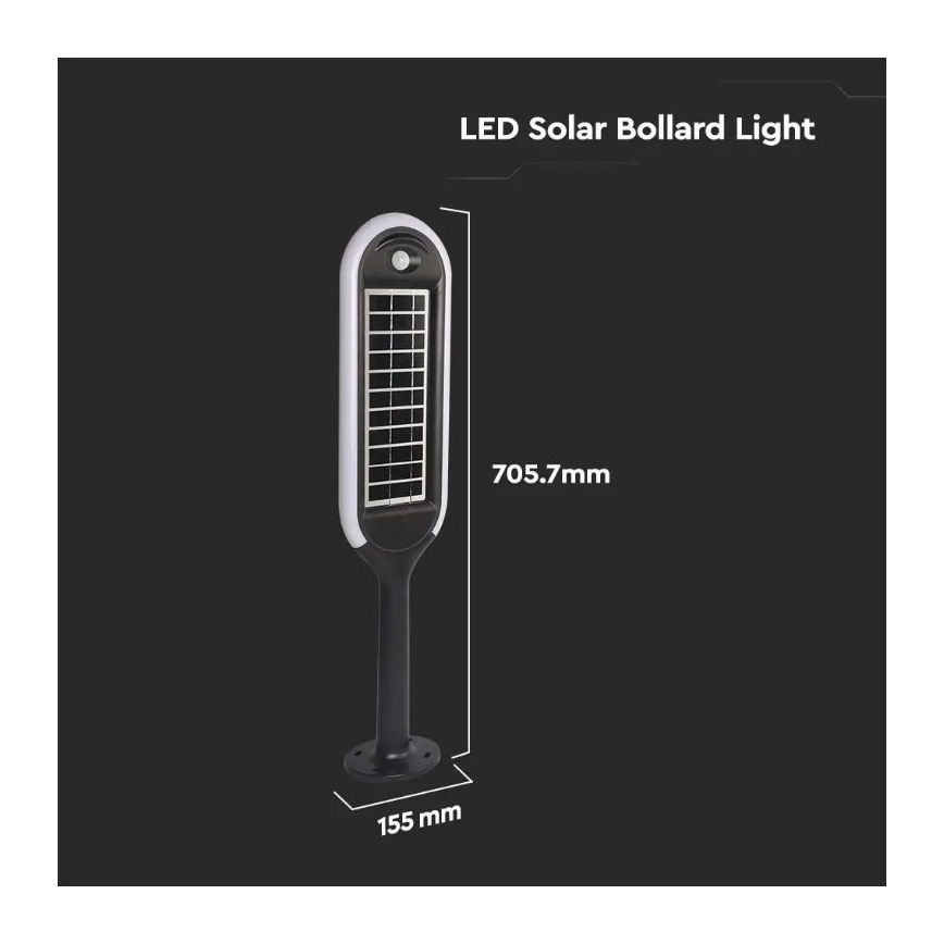 LED Solárna lampa so senzorom BOLLARD LED/5W/5,5V 70 cm 3000K IP65