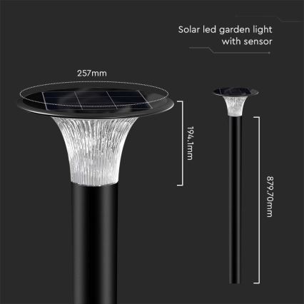LED Solárna lampa so senzorom LED/15W/3,2V 4000K/6000K IP65 6000 mAh