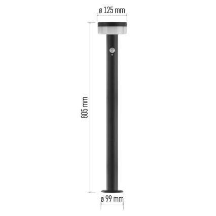 LED Solárna lampa so senzorom LED/2W/3,7V 1200 mAh IP44 80 cm