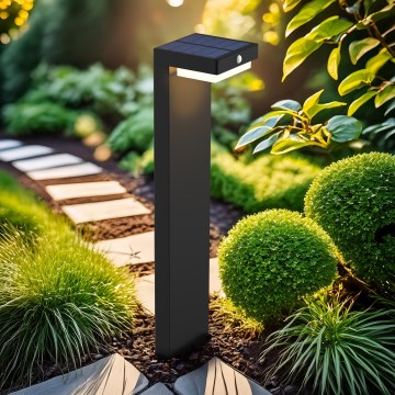 LED Solárna lampa so senzorom pohybu a súmraku PALERMO LED/5W/2000 mAh IP54 čierna
