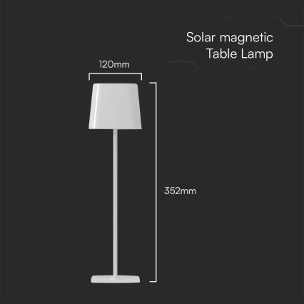 LED Solárna stmievateľná magnetická dotyková nabíjacia stolná lampa LED/5W/5V 3000-6000K 3600 mAh IP65 biela