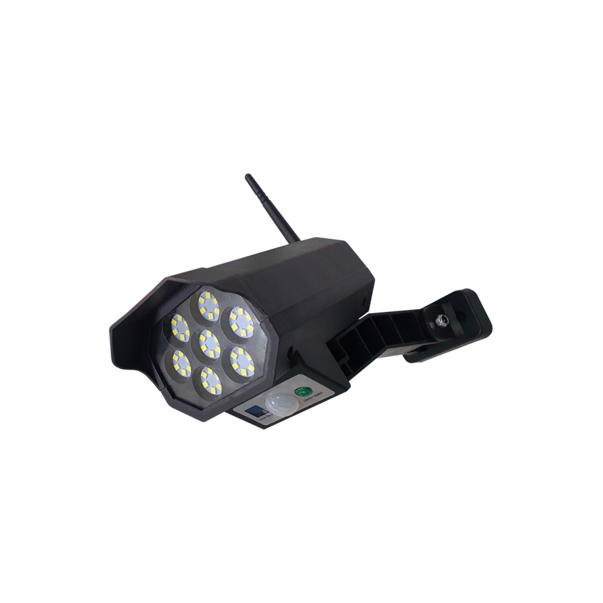 LED Solárna maketa bezpečnostnej kamery so senzorom LED/3,7V 1200 mAh IP44 čierna + diaľkové ovládanie