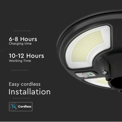 LED Solárna pouličná lampa so senzorom LED/10W/3,2V 6500K IP65 25000 mAh + diaľkové ovládanie