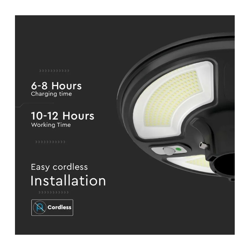 LED Solárna pouličná lampa so senzorom LED/10W/3,2V 6500K IP65 25000 mAh + diaľkové ovládanie