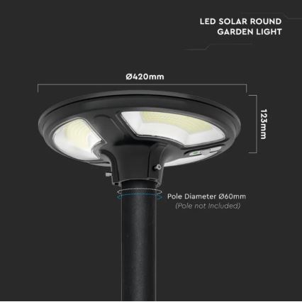 LED Solárna pouličná lampa so senzorom LED/10W/3,2V 6500K IP65 25000 mAh + diaľkové ovládanie