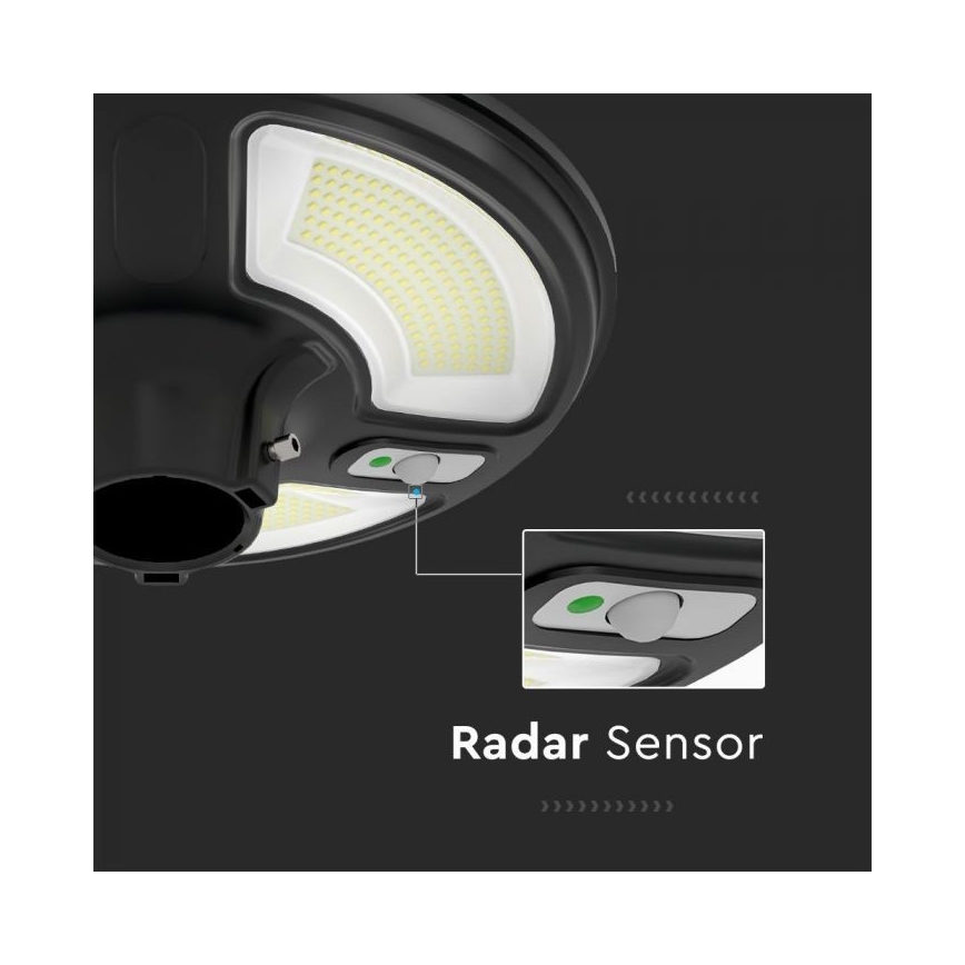 LED Solárna pouličná lampa so senzorom LED/10W/3,2V IP65 4000K + diaľkové ovládanie