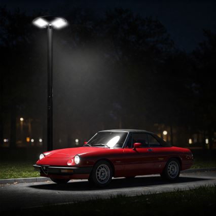 LED stmievateľná solárna pouličná lampa so snímačom LED/15W/6V 11000 mAh 6500K IP65 čierna + diaľkové ovládanie