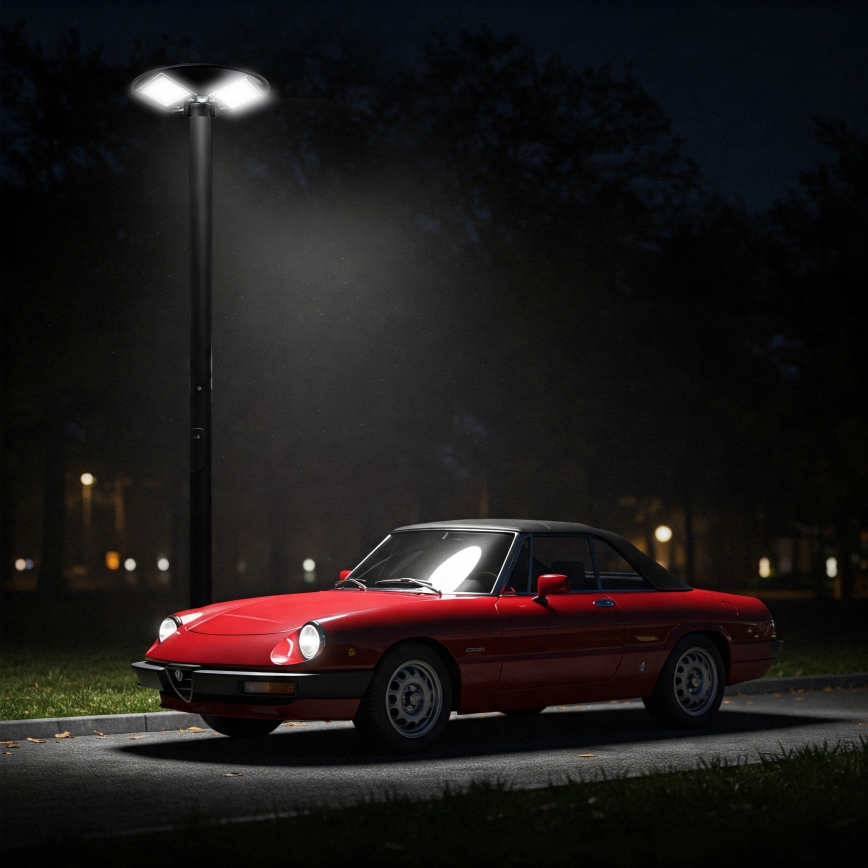 LED stmievateľná solárna pouličná lampa so snímačom LED/15W/6V 11000 mAh 6500K IP65 čierna + diaľkové ovládanie