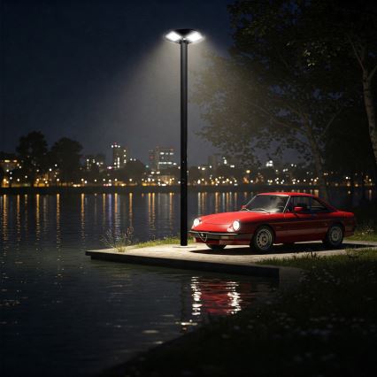 LED stmievateľná solárna pouličná lampa so snímačom LED/15W/6V 11000 mAh 6500K IP65 čierna + diaľkové ovládanie