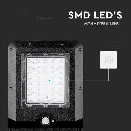 LED Solárna pouličná lampa so senzorom LED/15W/7,4V 6000K IP65 10800 mAh