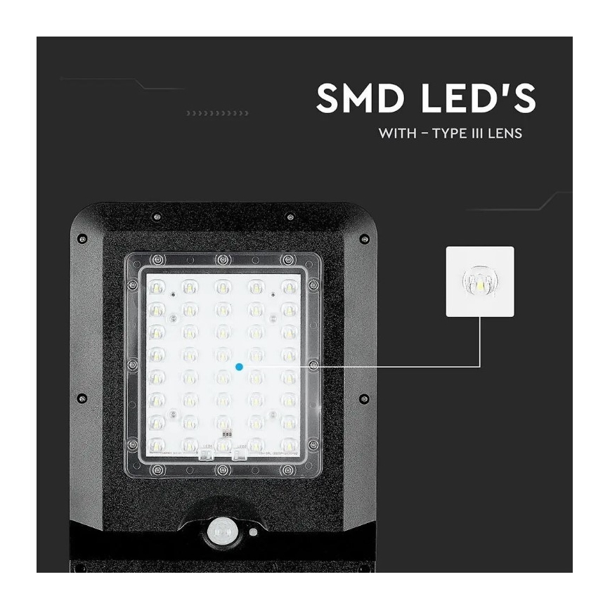 LED Solárna pouličná lampa so senzorom LED/15W/7,4V 6000K IP65 10800 mAh