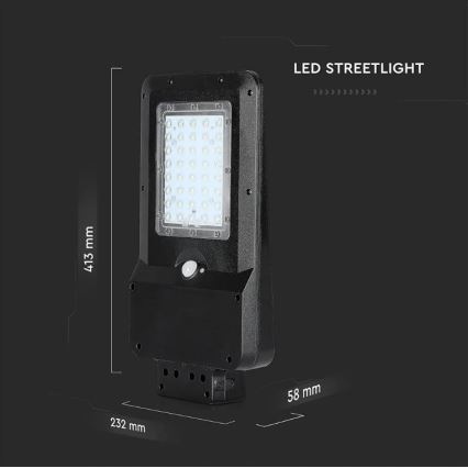 LED Solárna pouličná lampa so senzorom LED/15W/7,4V 6000K IP65 10800 mAh