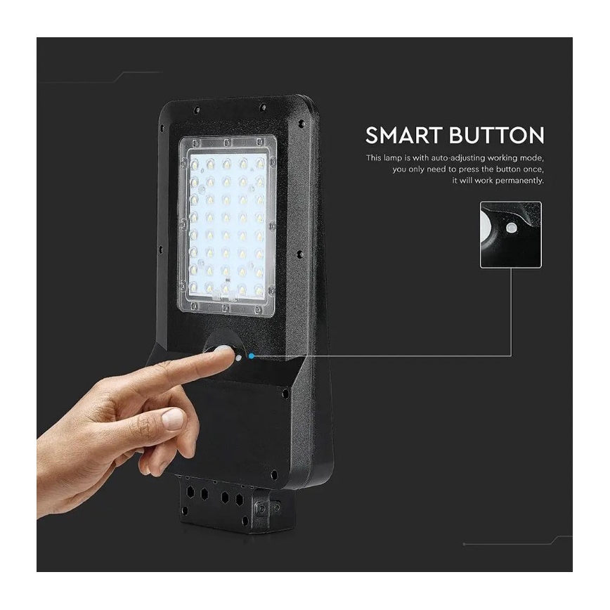 LED solárna pouličná lampa so senzorom LED/15W/7,4V 6000K IP65 5400 mAh