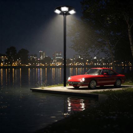 LED Stmievateľná solárna pouličná lampa so senzorom LED/22W/6V 18000 mAh 6500K IP65 čierna + diaľkové ovládanie