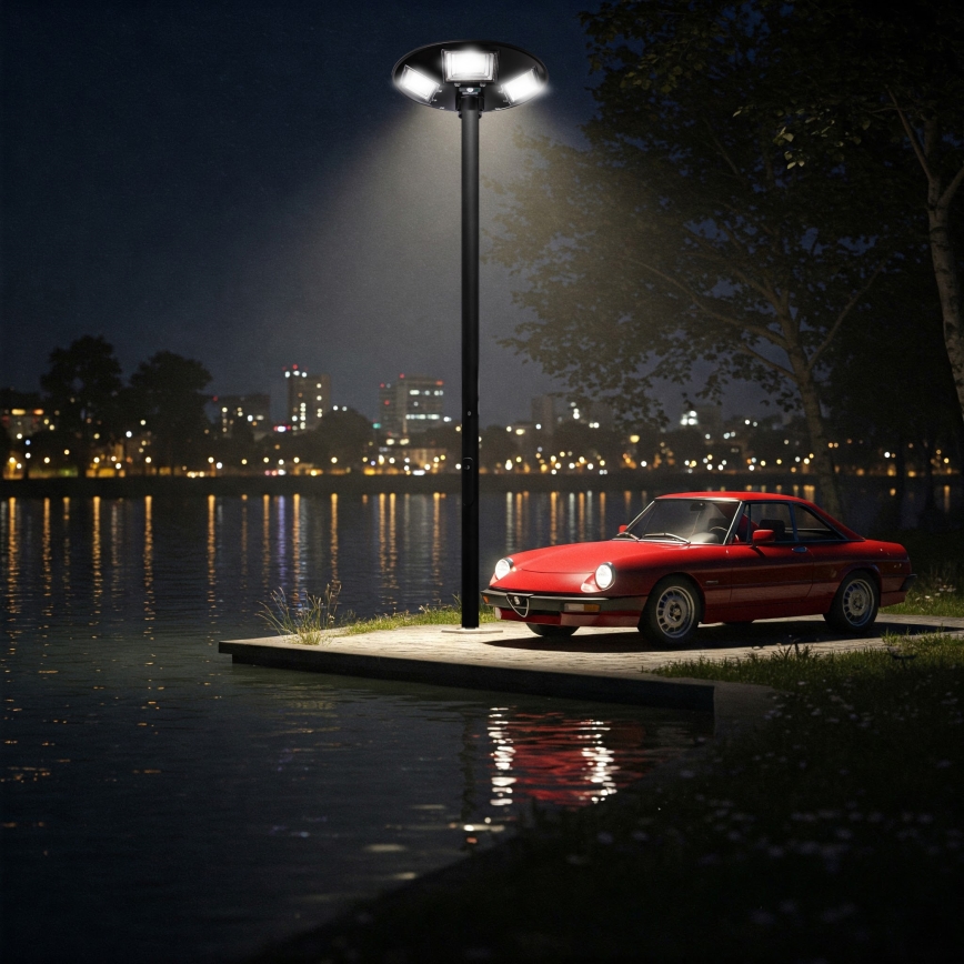 LED Stmievateľná solárna pouličná lampa so senzorom LED/22W/6V 18000 mAh 6500K IP65 čierna + diaľkové ovládanie