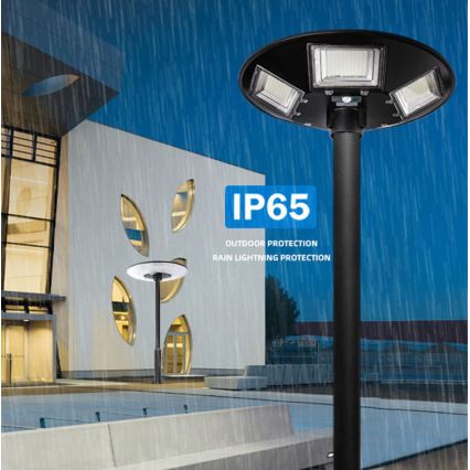 LED Stmievateľná solárna pouličná lampa so senzorom LED/22W/6V 18000 mAh 6500K IP65 čierna + diaľkové ovládanie