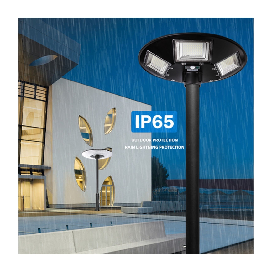 LED Stmievateľná solárna pouličná lampa so senzorom LED/22W/6V 18000 mAh 6500K IP65 čierna + diaľkové ovládanie