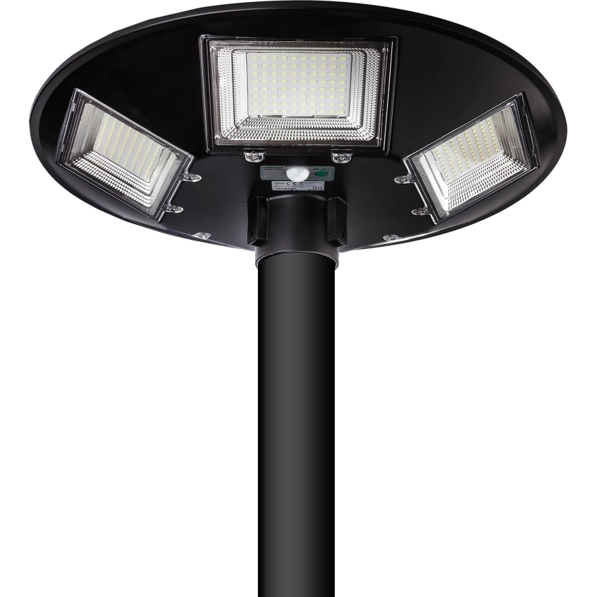 LED Stmievateľná solárna pouličná lampa so senzorom LED/22W/6V 18000 mAh 6500K IP65 čierna + diaľkové ovládanie