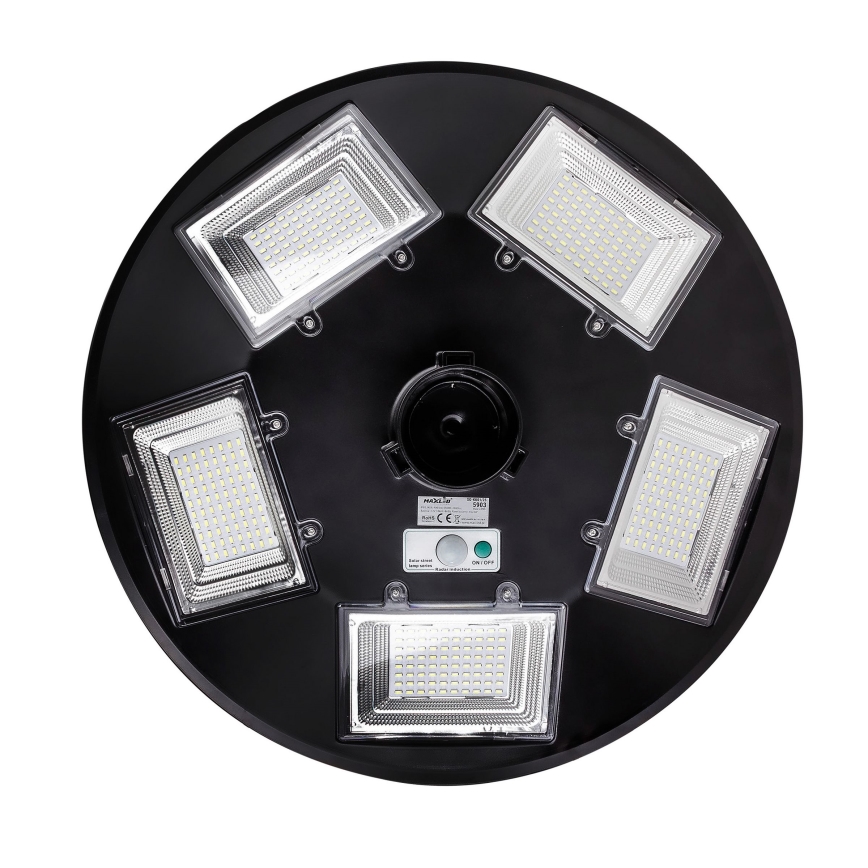 LED Stmievateľná solárna pouličná lampa so senzorom LED/22W/6V 18000 mAh 6500K IP65 čierna + diaľkové ovládanie