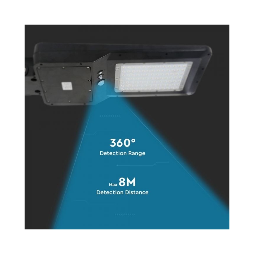 LED Solárna pouličná lampa so senzorom LED/40W/9,6V IP65 6000K + diaľkové ovládanie