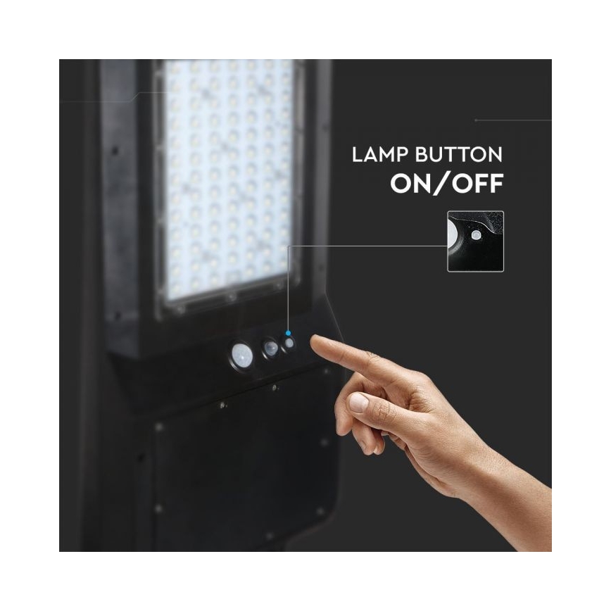 LED Solárna pouličná lampa so senzorom LED/40W/9,6V IP65 6000K + diaľkové ovládanie